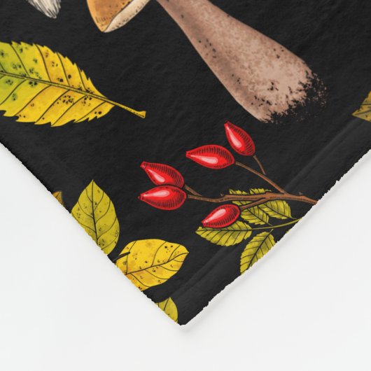 Couverture Polaire Renard d'automne sur noir (Coin)