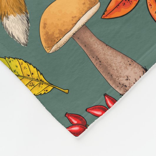 Couverture Polaire Renard d'automne sur pin vert (Coin)