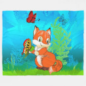 Couverture Polaire renard et papillon (Devant (Horizontal))