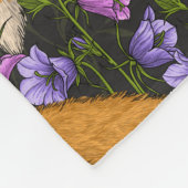 Couverture Polaire Renard, fleurs et lierre, vert, orange et viole (Coin)
