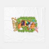 Couverture Polaire Renard mignon aux oreilles de lapin Joyeuses Pâque (Devant (Horizontal))