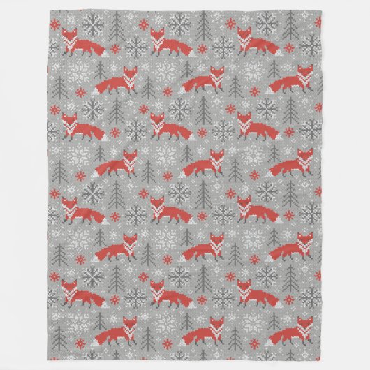 Couverture Polaire Renards dans la forêt d'hiver Noël scandinave (Devant)