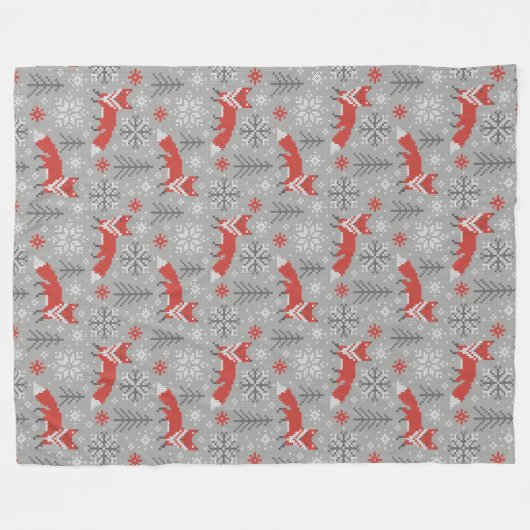 Couverture Polaire Renards dans la forêt d'hiver Noël scandinave (Devant (Horizontal))