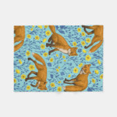 Couverture Polaire Renards et papillons sur le bleu de la piscine (Devant (Horizontal))