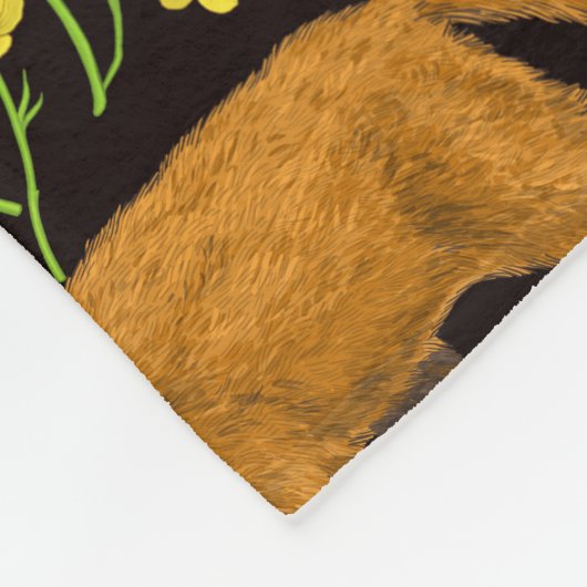 Couverture Polaire Renards et papillons sur le noir (Coin)