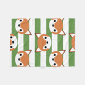 Couverture Polaire Renards mignons et rayures vertes (Devant (Horizontal))