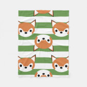 Couverture Polaire Renards mignons et rayures vertes (Devant)