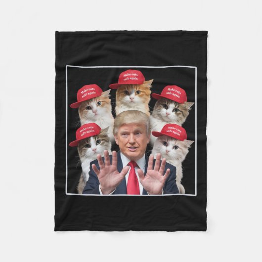 Couverture Polaire Rendre les chats en sécurité Trump 2024 Casquette  (Devant)