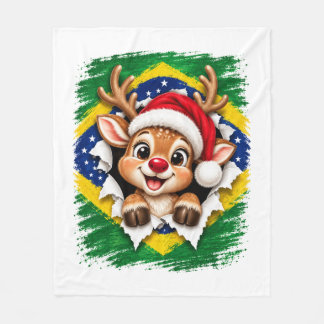 Couverture Polaire Renneau de Noël brésilien