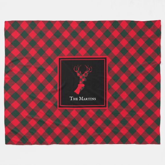 Couverture Polaire Rennes Plaid Rouge & Vert Buffalo Personnalisées (Devant (Horizontal))