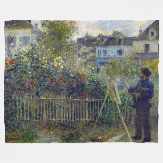 Couverture Polaire Renoir - Claude Monet Peinture dans son jardin (Devant (Horizontal))