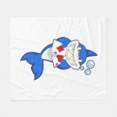 Couverture Polaire Requin au Poker avec cartes de Poker (Devant (Horizontal))