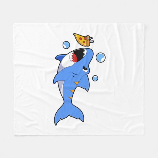 Couverture Polaire Requin avec pizza comme appât (Devant (Horizontal))