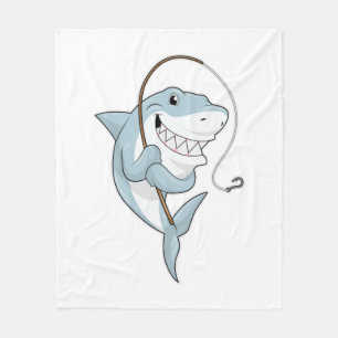 Couverture Polaire Requin comme pêcheur avec canne à pêche