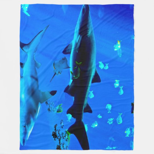 Couverture Polaire Requin incliné par noir (Devant)