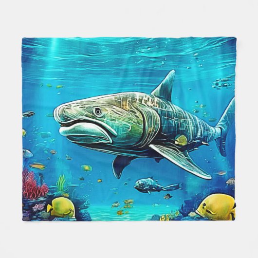 Couverture Polaire Requin Prédateur Océanique Art (Devant (Horizontal))