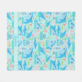 Couverture Polaire Requin sous la mer Cute Motif personnalisé (Devant (Horizontal))
