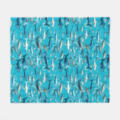 Couverture Polaire Requins et vie marine en bleu marine (Devant (Horizontal))