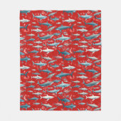 Couverture Polaire Requins et vie marine en rouge (Devant)