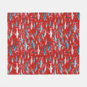 Couverture Polaire Requins et vie marine en rouge (Devant (Horizontal))