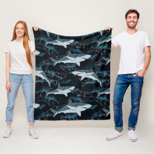 Couverture Polaire Requins, marine, mer, poisson, prédateur, animal, 