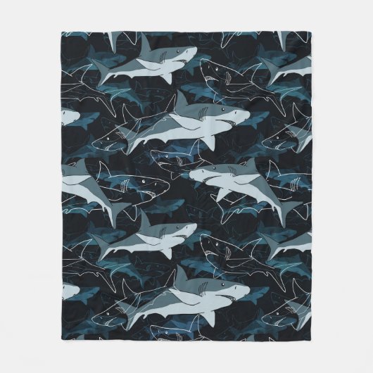 Couverture Polaire Requins, marine, mer, poisson, prédateur, animal,  (Devant)