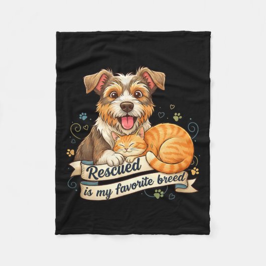 Couverture Polaire Rescued Is My Favorite Breed Dog Cat Pet Adoption  (Devant)