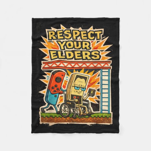 Couverture Polaire Respect Your Elders Funny Gamer Controller 80s Ret (Devant)