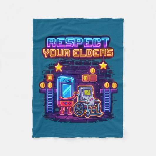 Couverture Polaire Respect Your Elders Retro Gaming Funny Gamer Contr (Devant)