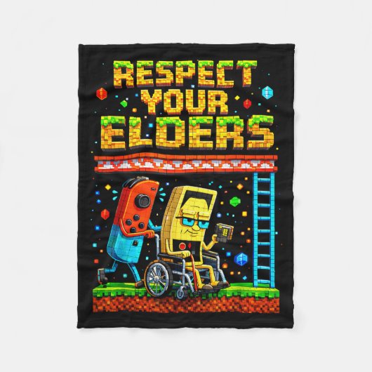 Couverture Polaire Respect Your Elders Retro Gaming Funny Gamer Contr (Devant)