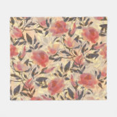Couverture Polaire Ressort roses sauvages : motif aquarelle. (Devant (Horizontal))