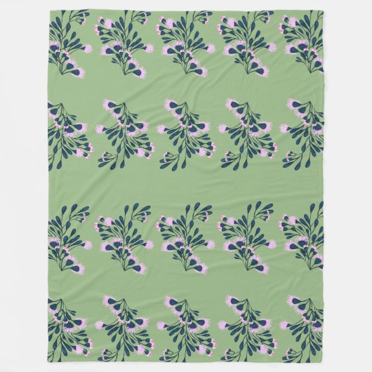 Couverture Polaire Ressorts floraux vert clair (Devant)