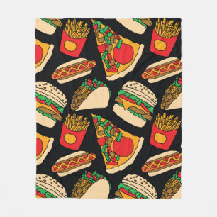 Couverture Polaire restauration rapide pizza hamburger hotdog frites 
