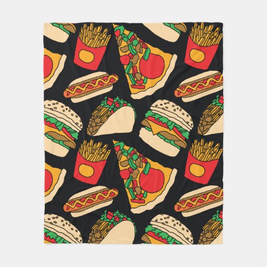 Couverture Polaire restauration rapide pizza hamburger hotdog frites (Devant)