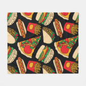 Couverture Polaire restauration rapide pizza hamburger hotdog frites (Devant (Horizontal))