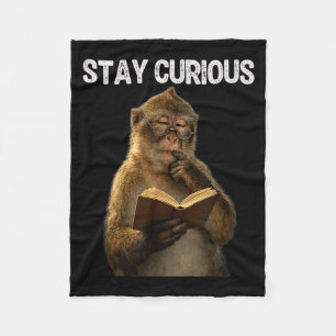 Couverture Polaire Restez curieux singe drôle bibliophile lisant un l
