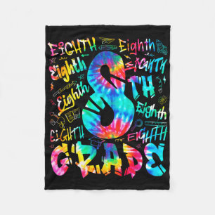 Couverture Polaire Retour à l'école huitième 8e année Tie Dye Typogra