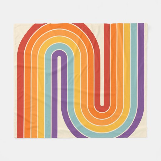 Couverture Polaire Retro 1970s Style Arched Stripes Geometric Pattern (Devant (Horizontal))