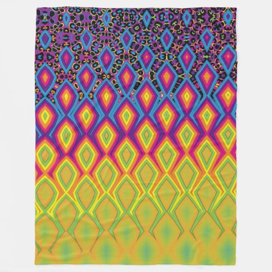 Couverture Polaire Retro 90s Vibrant Neon couleur Motif Abstrait (Devant)