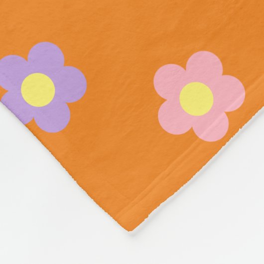 Couverture Polaire Retro 90s Y2k Pastel Fleurs Orange Dorm (Coin)
