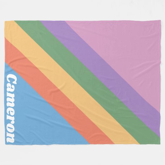 Couverture Polaire Retro Arc-en-ciel Diagonale rayures personnalisées (Devant (Horizontal))