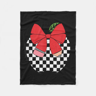 Couverture Polaire Retro Back To School Teacher Race Checkered Pencil
