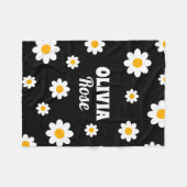 Couverture Polaire Retro Black Daisy 70's Hippie Nom personnalisé (Devant (Horizontal))