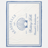 Couverture Polaire Retro Bleu Coquillages & Cloches de Mariage Enterr (Devant)