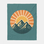 Couverture Polaire Retro Blue Mountain Sunrise | Outdoor Nature Teal (Devant)