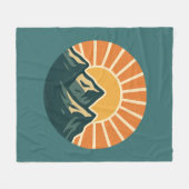 Couverture Polaire Retro Blue Mountain Sunrise | Outdoor Nature Teal (Devant (Horizontal))