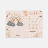 Couverture Polaire Retro Boho Arc-en-ciel rouille bébé mois jalon (Devant (Horizontal))