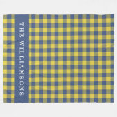 Couverture Polaire Retro Buffalo Plaid Jaune Bleu Personnalisé Nom (Devant (Horizontal))