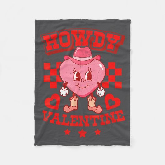 Couverture Polaire Retro Checkered Howdy Western Valentines Day Cowbo (Devant)