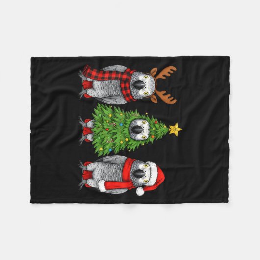 Couverture Polaire Retro Christmas African G Parrot Bird Santa Reinde (Devant (Horizontal))